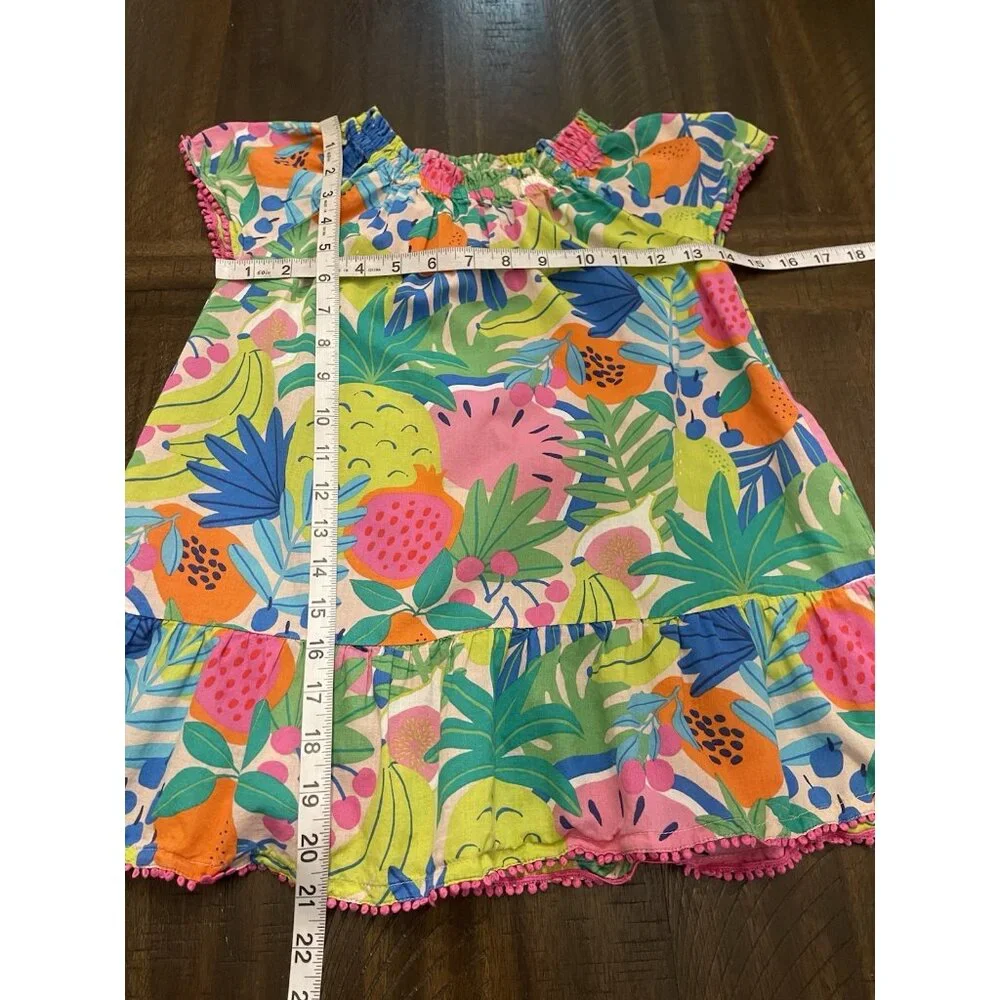 Boden Smocked Tropical Fruit Printed Kaftan Dress Size 4/5 Spring Easter